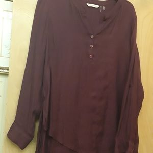 Soft Surroundings Red Maroon Button Tunic Top L